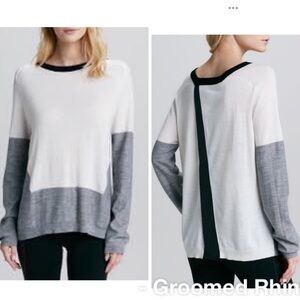 Aiko Catalina Color Block Split Back Sweater Size S